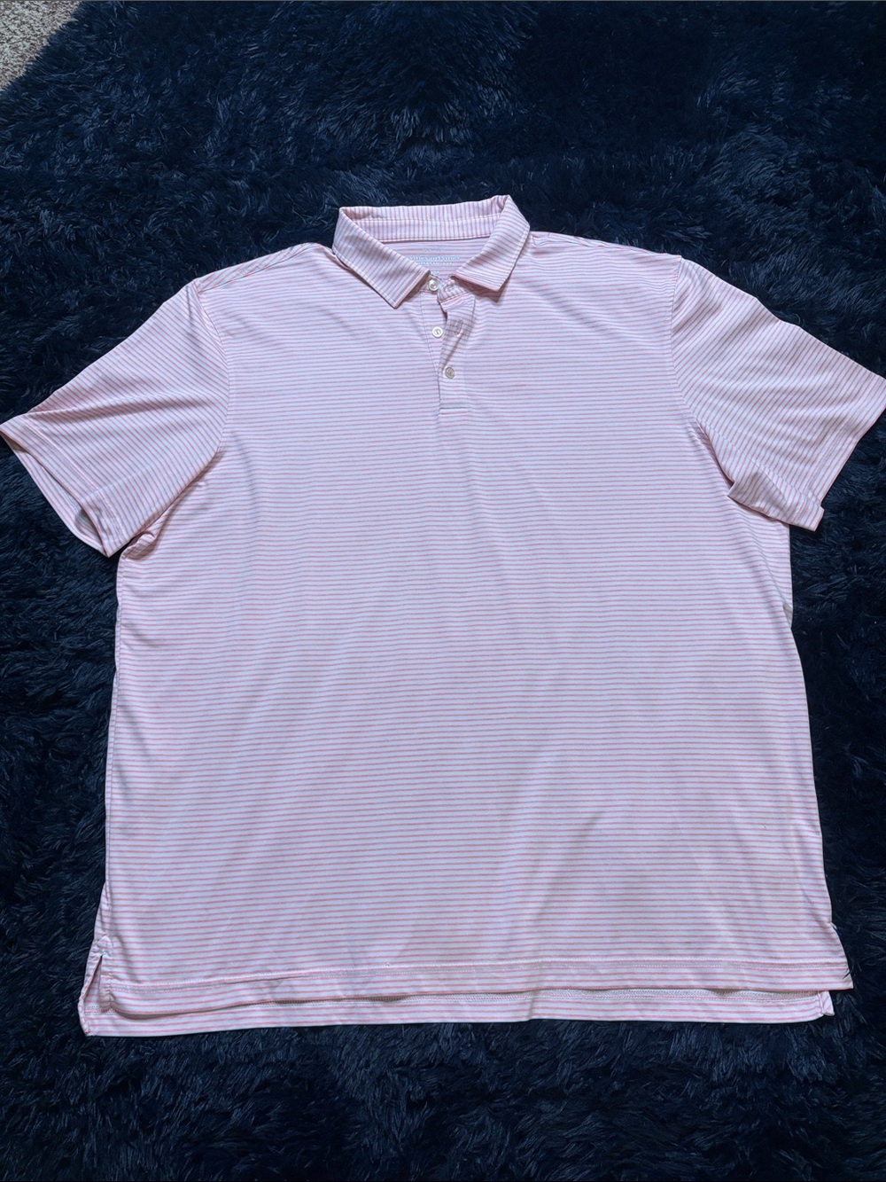 Vineyard Vines Men's Light Pink & White Striped Performance Polo, XXL